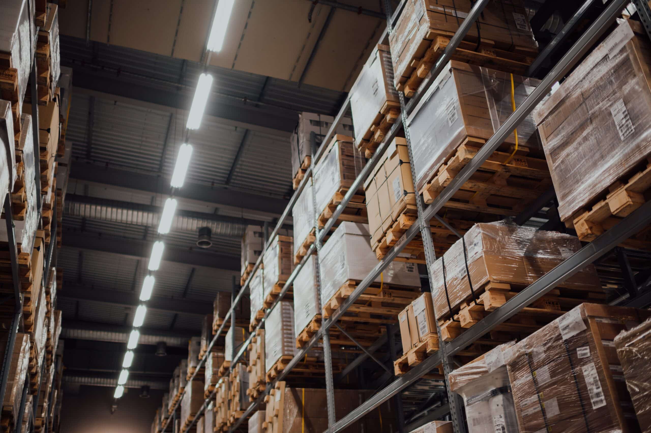 Warehouse boxes stacked