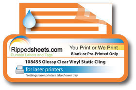 #108455 - PREPRINTED GLOSS VINYL STATIC CLING LAMINATED LABELS